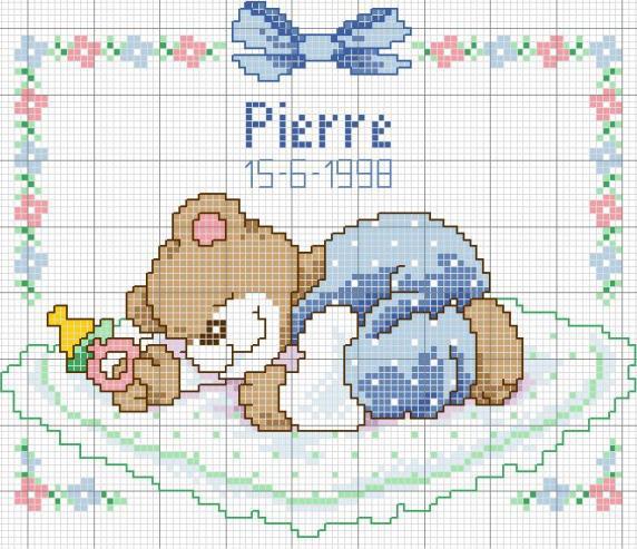 grille point de croix chaussons bebe