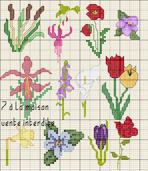 grille point de croix fleurs gratuit