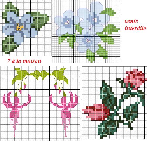 grille point de croix fleurs gratuit