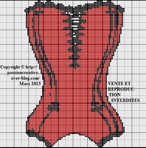 grille point de croix bustier