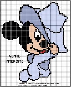 grille point de croix mickey bebe