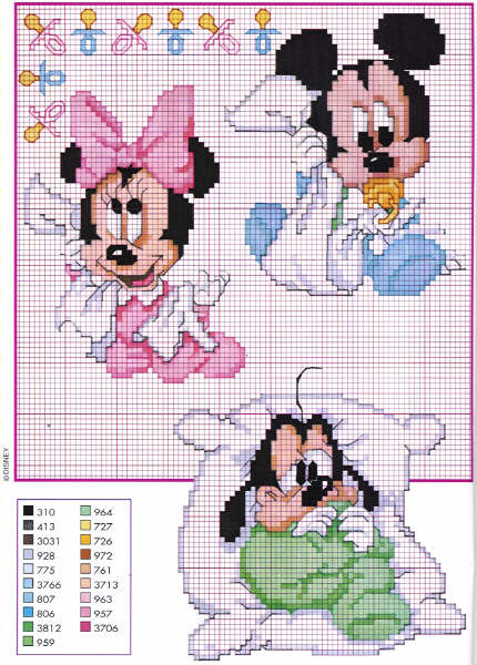 grille point de croix mickey bebe
