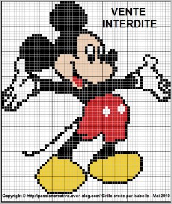 grille point de croix mickey gratuite