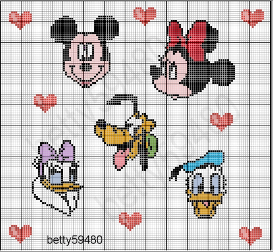 grille point de croix mickey gratuite