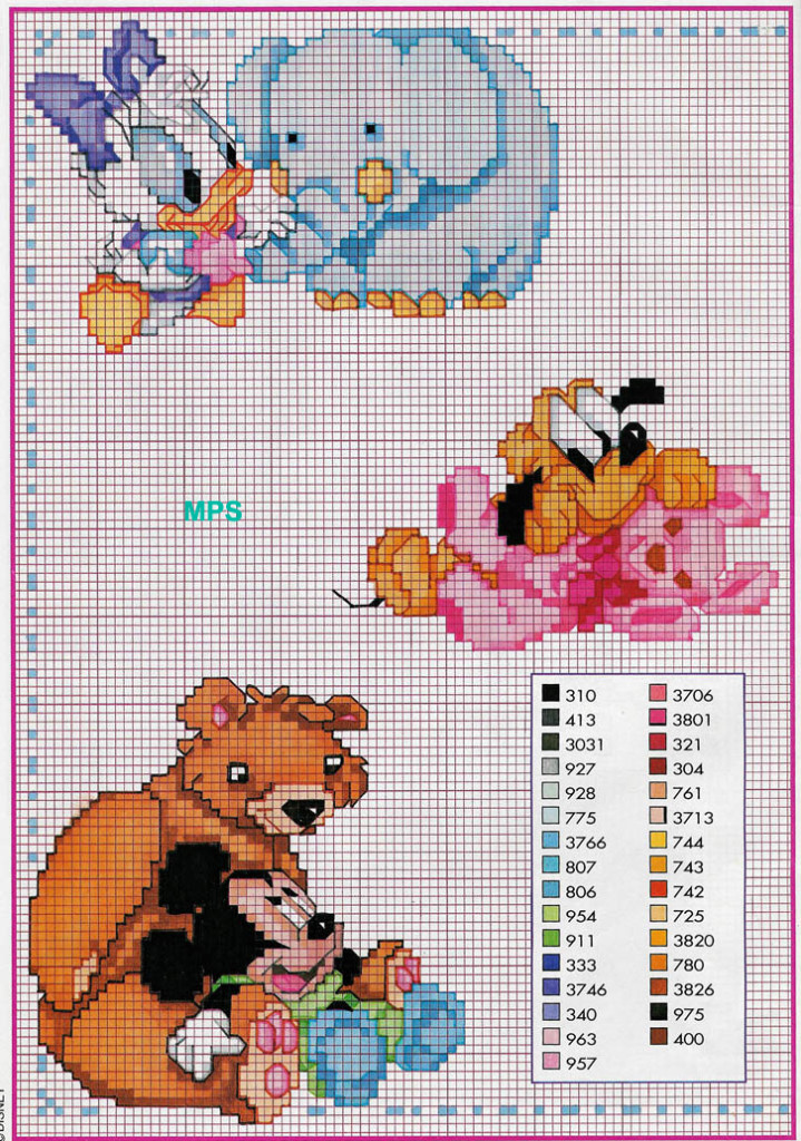 motif point de croix animaux