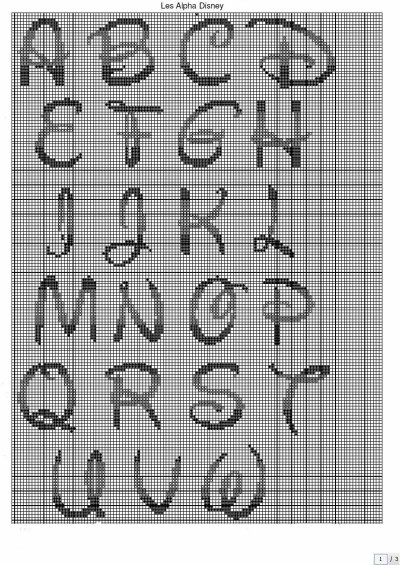 grille point de croix alphabet disney