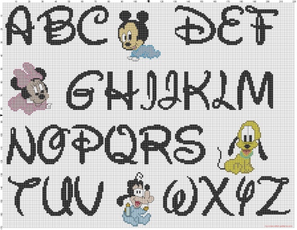 grille point de croix alphabet disney