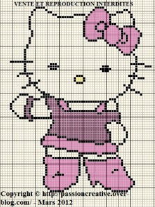 grille point de croix hello kitty coeur