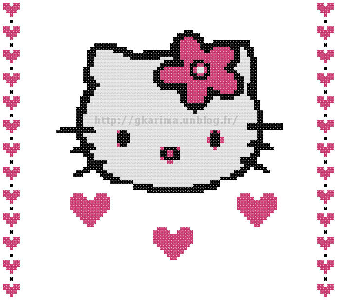 grille point de croix hello kitty coeur
