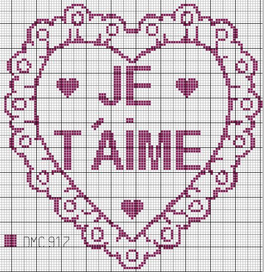 grille point de croix je t aime