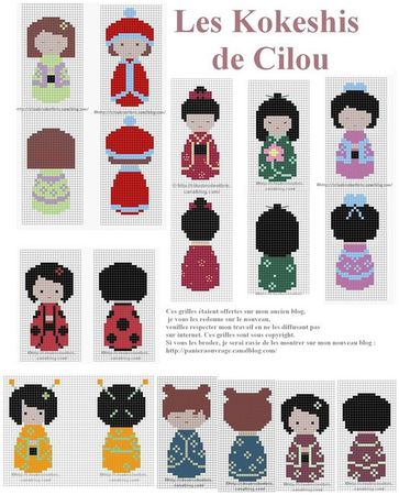 grille point de croix kokeshi gratuite