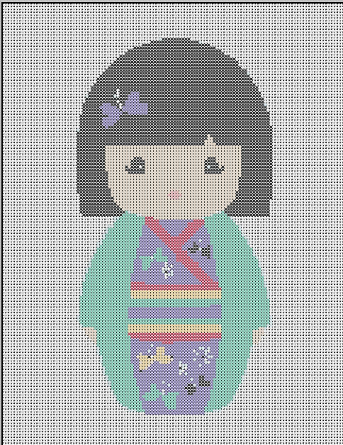 grille point de croix kokeshi gratuite