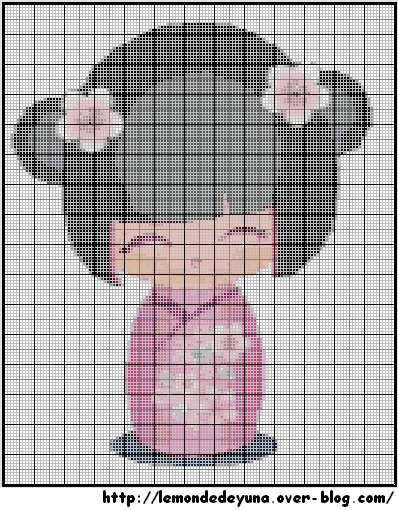 grille point de croix kokeshi gratuite
