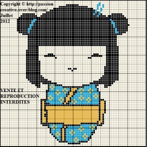 grille point de croix kokeshi gratuite