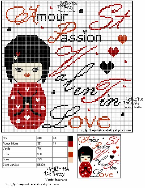 grille point de croix kokeshi gratuite
