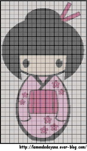 grille point de croix kokeshi gratuite