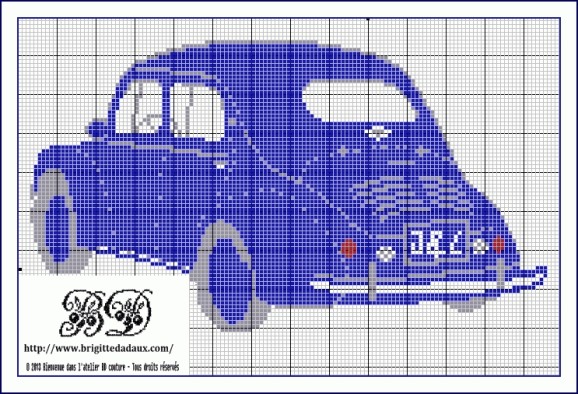 grille gratuite point de croix 2cv