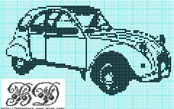 grille gratuite point de croix 2cv