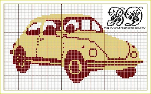 grille gratuite point de croix 2cv