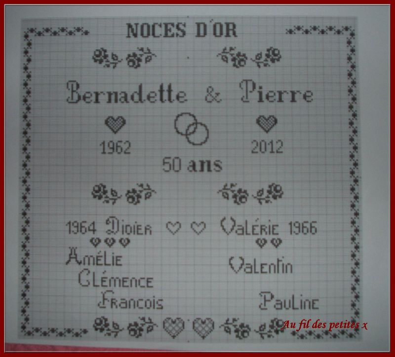 grille gratuite point de croix noces or