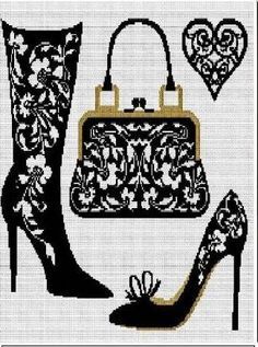 grille point de croix chaussures