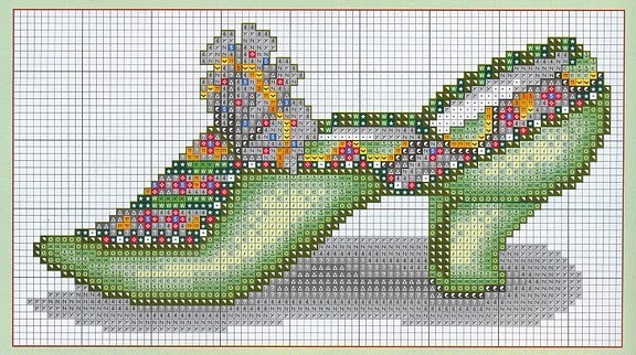 grille point de croix chaussures