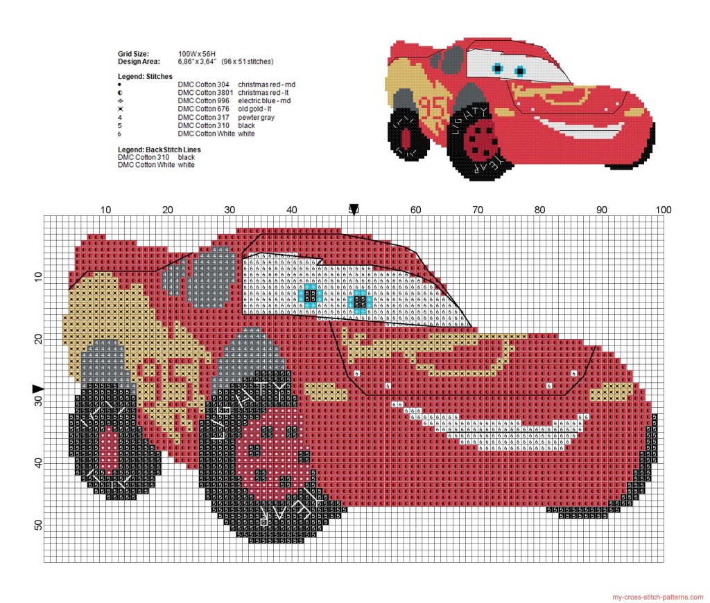 grille point de croix flash mcqueen