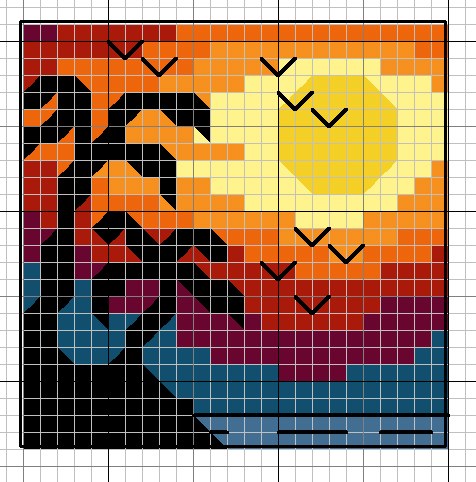 grille point de croix palmier