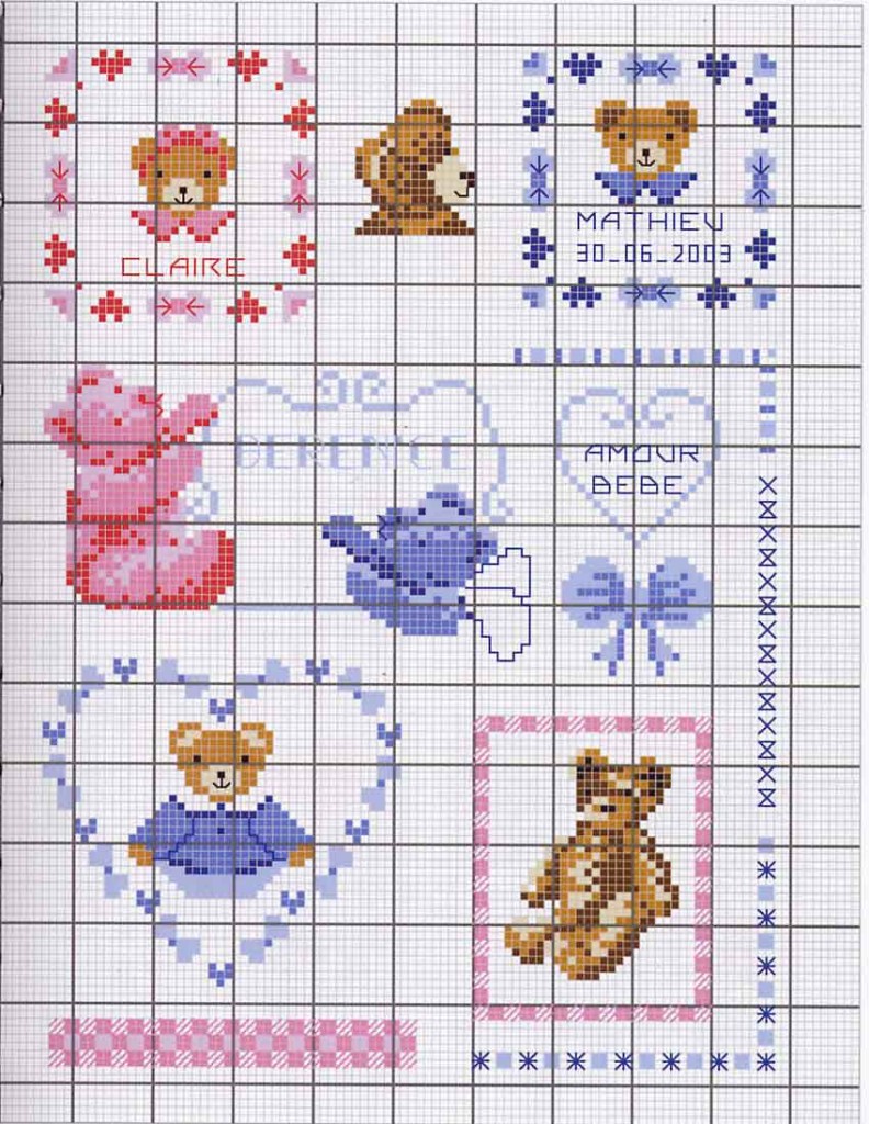 motif point de croix bebe