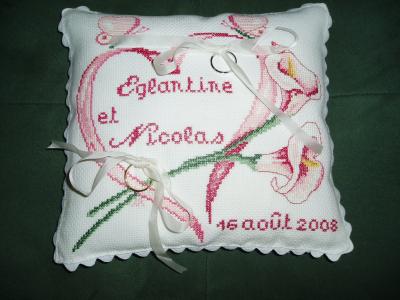 point de croix coussin mariage