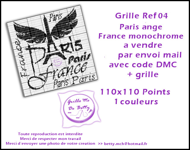grille point de croix ailes ange