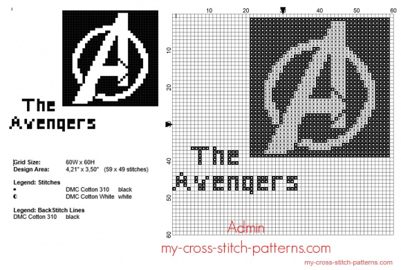 grille point de croix avengers