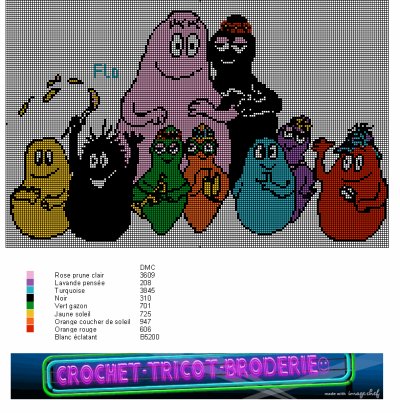 grille point de croix barbapapa gratuit