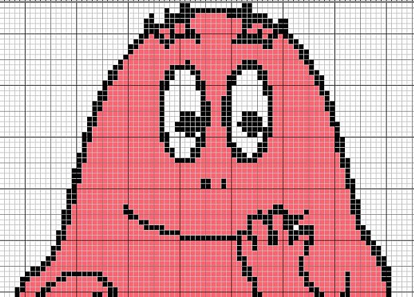 grille point de croix barbapapa gratuit