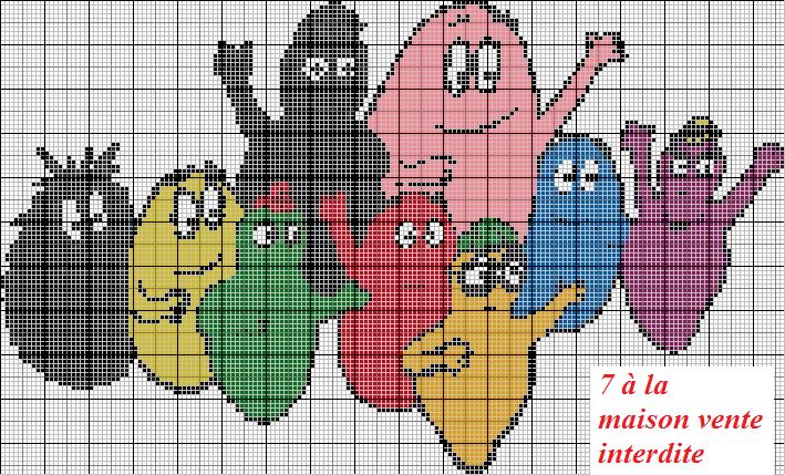 grille point de croix barbapapa gratuit