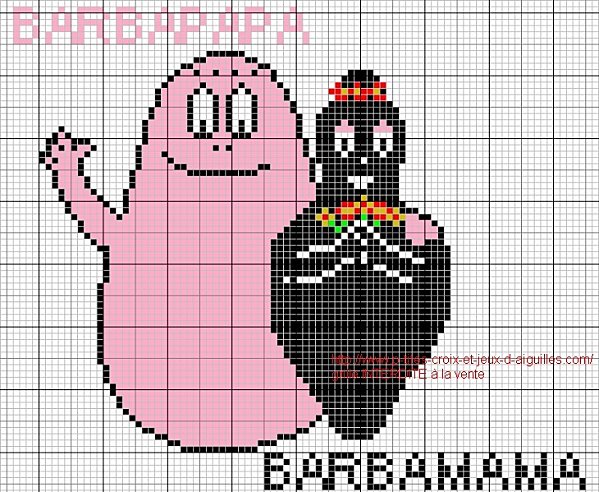 grille point de croix barbapapa gratuit
