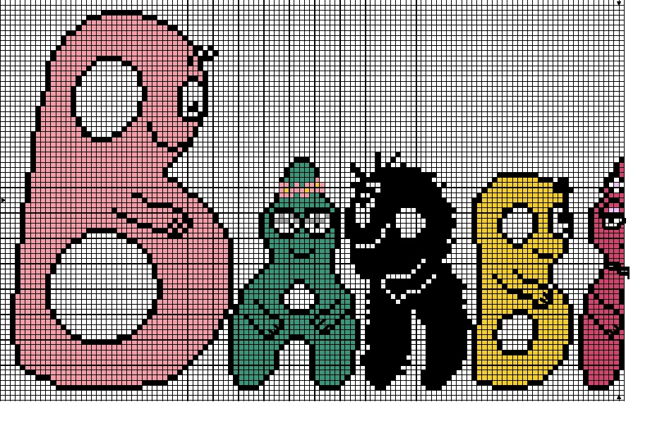 grille point de croix barbapapa gratuit