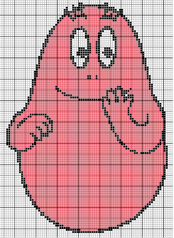 grille point de croix barbapapa gratuit