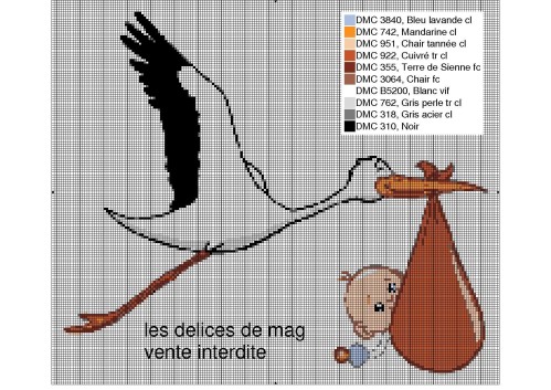 grille point de croix cigogne