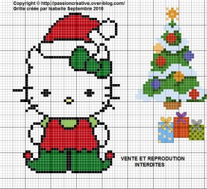 grille point de croix hello kitty noel