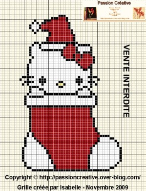 grille point de croix hello kitty noel