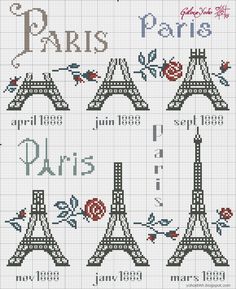 grille point de croix tour eiffel gratuit