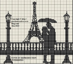 grille point de croix tour eiffel gratuit
