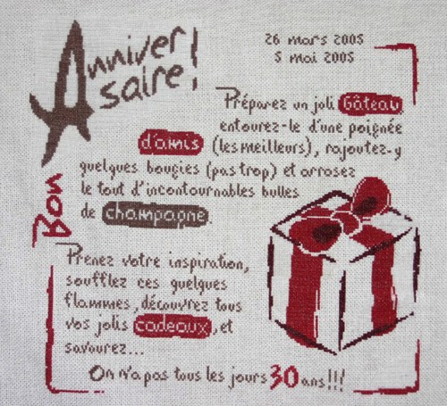 point de croix anniversaire