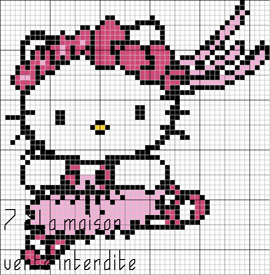 grille gratuite point de croix hello kitty danseuse