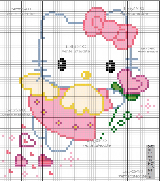 grille gratuite point de croix hello kitty danseuse