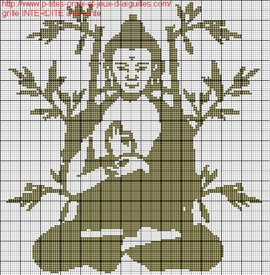 grille point de croix bouddha gratuite