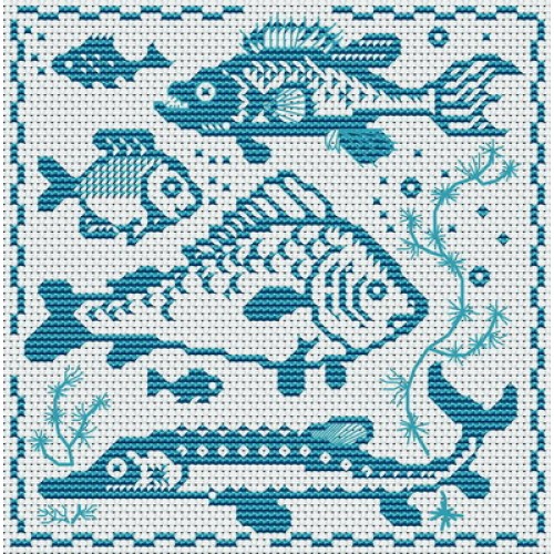 grille point de croix poisson