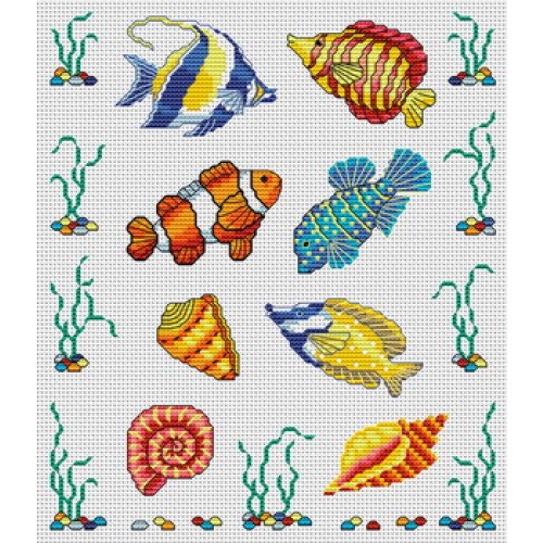 grille point de croix poisson
