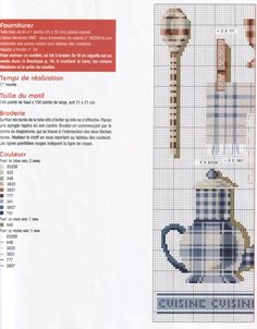 grille point de croix vaisselle ancienne